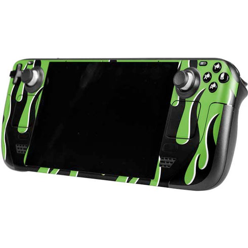 Green Flames Steam Deck Handheld Gaming Computer OLED Skin