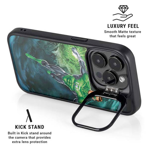 DC Comics Green Lantern Action Pose in Space iPhone 15 Pro Kickstand Case