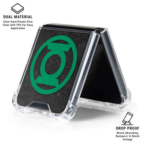 DC Comics Green Lantern Logo Black Background Galaxy Z Flip7 Clear Case