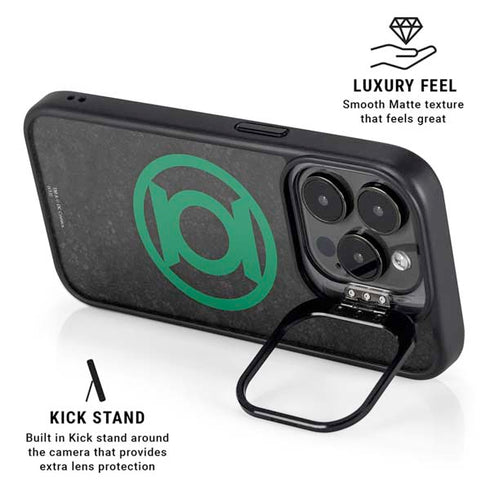 DC Comics Green Lantern Logo Black Background iPhone 14 Pro Max Kickstand Case