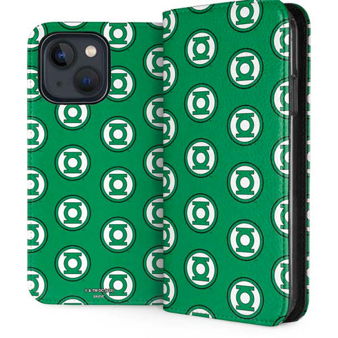 DC Comics Green Lantern Logo Pattern iPhone 15 Folio Case