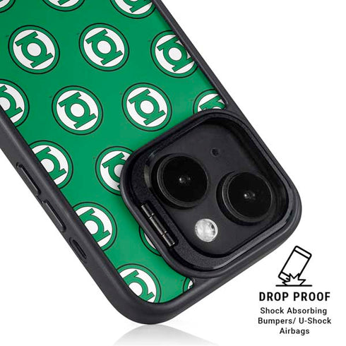 DC Comics Green Lantern Logo Pattern iPhone 15 Kickstand Case