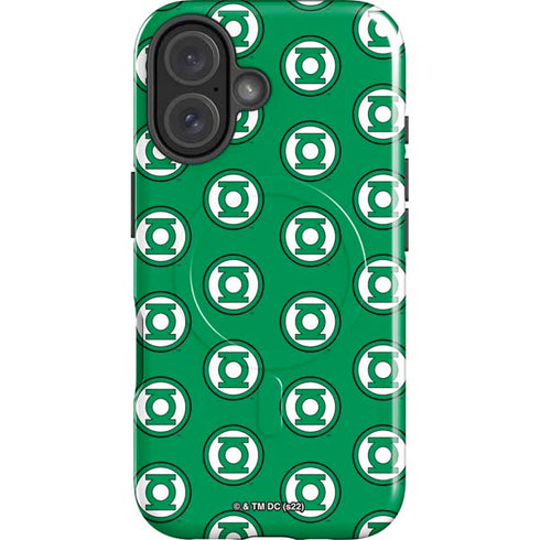 DC Comics Green Lantern Logo Pattern iPhone 16 Plus Magsafe Impact Case