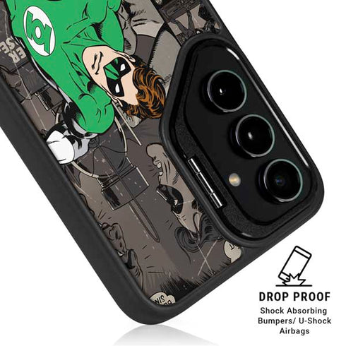 DC Comics Green Lantern Vintage Action Pose Pattern Galaxy S24 FE Kickstand Case