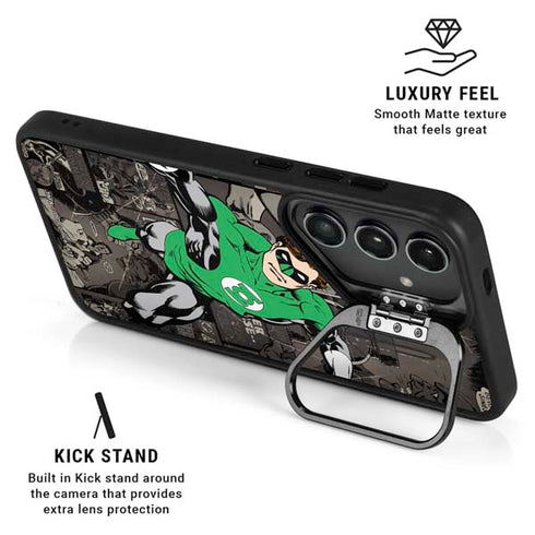 DC Comics Green Lantern Vintage Action Pose Pattern Galaxy S24 Plus Kickstand Case