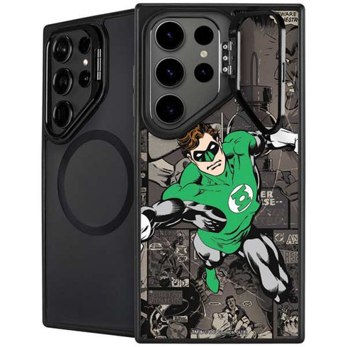 DC Comics Green Lantern Vintage Action Pose Pattern Galaxy S25 Ultra Kickstand Case
