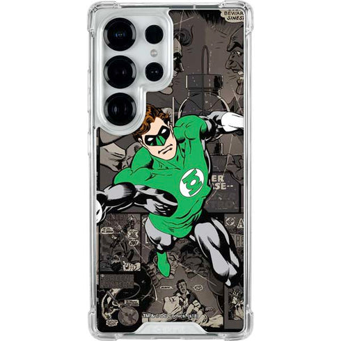 DC Comics Green Lantern Vintage Action Pose Pattern Galaxy S25 Ultra Clear Case