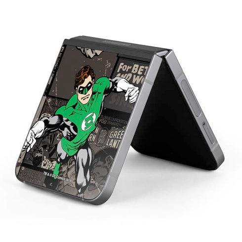 DC Comics Green Lantern Vintage Action Pose Pattern Galaxy Z Flip6 Skin