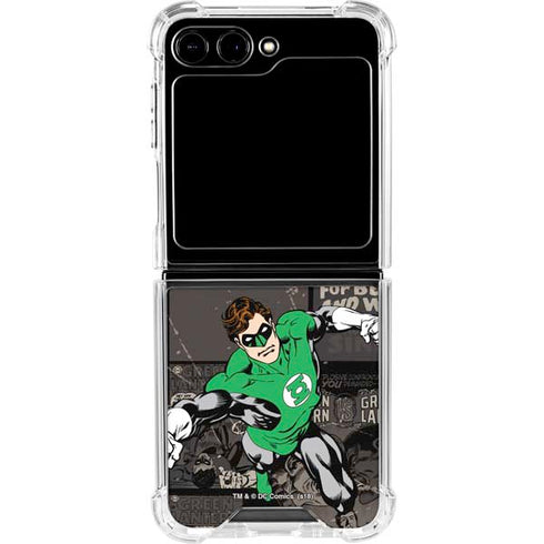 DC Comics Green Lantern Vintage Action Pose Pattern Galaxy Z Flip6 Clear Case
