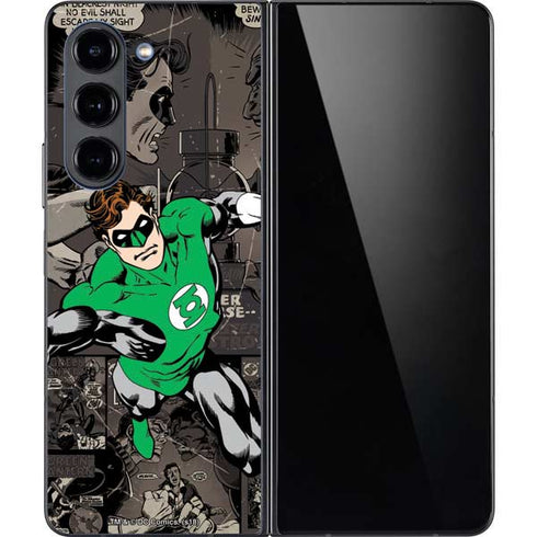 DC Comics Green Lantern Vintage Action Pose Pattern Galaxy Z Fold5 5G Skin