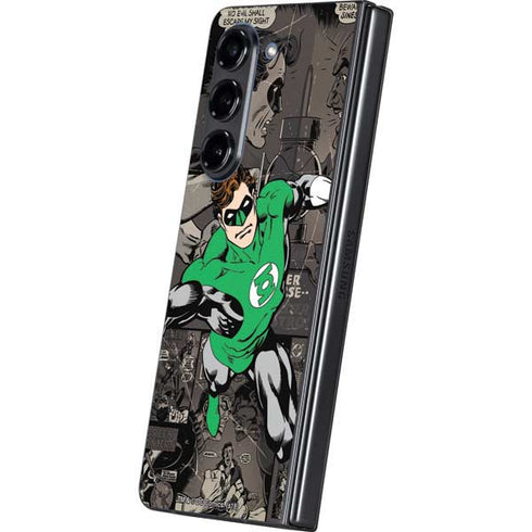 DC Comics Green Lantern Vintage Action Pose Pattern Galaxy Z Fold5 5G Skin