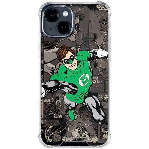 DC Comics Green Lantern Vintage Action Pose Pattern iPhone 15 Clear Case