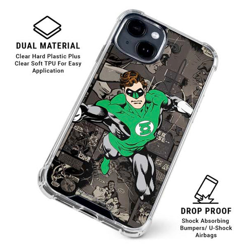 DC Comics Green Lantern Vintage Action Pose Pattern iPhone 15 Clear Case