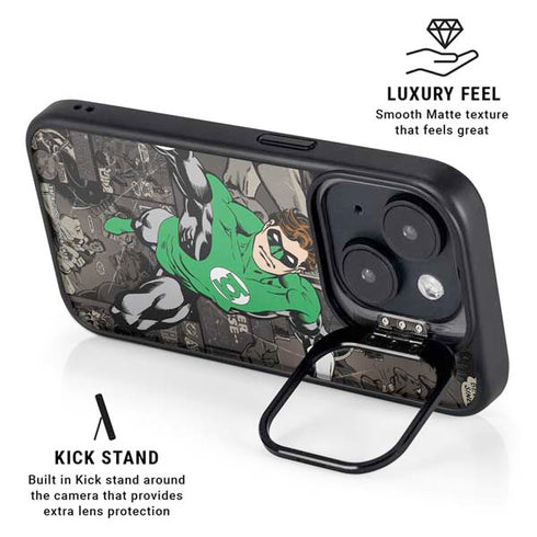 DC Comics Green Lantern Vintage Action Pose Pattern iPhone 15 Kickstand Case