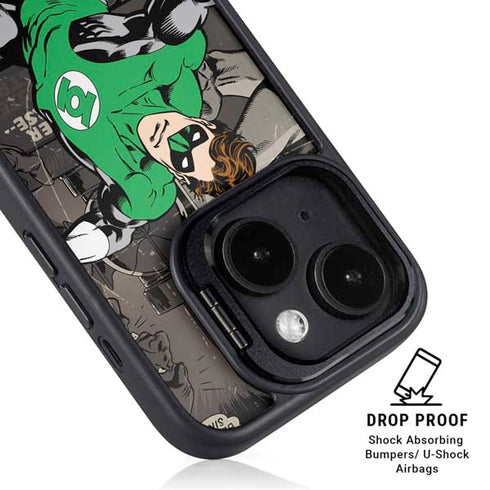 DC Comics Green Lantern Vintage Action Pose Pattern iPhone 15 Kickstand Case