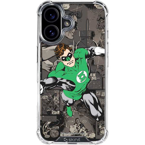 DC Comics Green Lantern Vintage Action Pose Pattern iPhone 16 Plus Clear Case