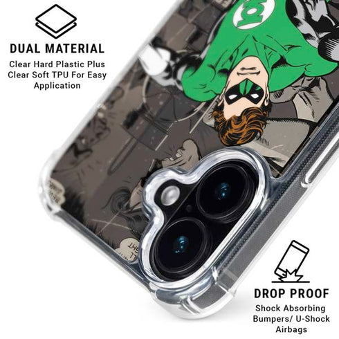 DC Comics Green Lantern Vintage Action Pose Pattern iPhone 16 Plus Clear Case