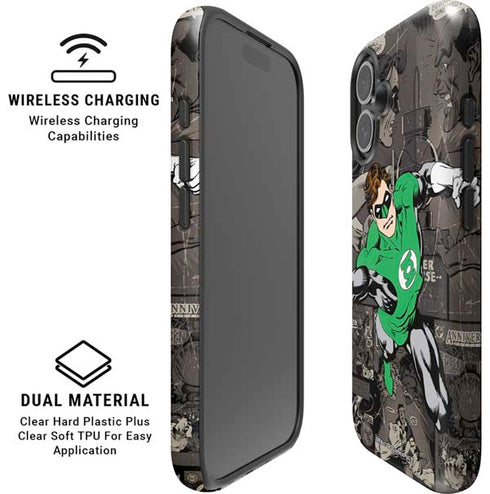 DC Comics Green Lantern Vintage Action Pose Pattern iPhone 16 Plus Magsafe Impact Case