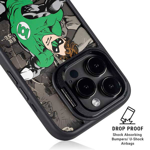 DC Comics Green Lantern Vintage Action Pose Pattern iPhone 16 Pro Kickstand Case