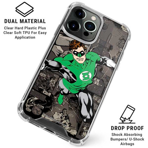 DC Comics Green Lantern Vintage Action Pose Pattern iPhone 16 Pro Max Clear Case