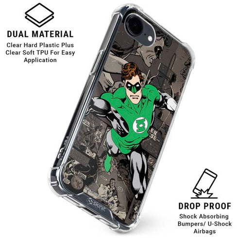 DC Comics Green Lantern Vintage Action Pose Pattern iPhone 16e Clear Case