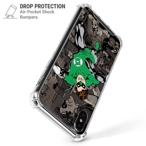 DC Comics Green Lantern Vintage Action Pose Pattern iPhone X/XS Clear Case