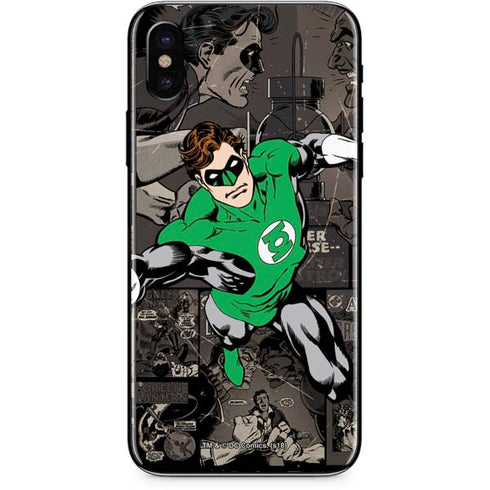 DC Comics Green Lantern Vintage Action Pose Pattern iPhone XS Skin