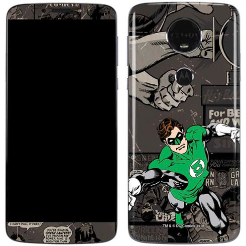 DC Comics Green Lantern Vintage Action Pose Pattern Moto E5 Plus Skin