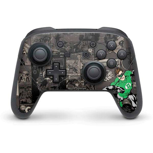 DC Comics Green Lantern Vintage Action Pose Pattern Nintendo Switch Pro Controller Skin
