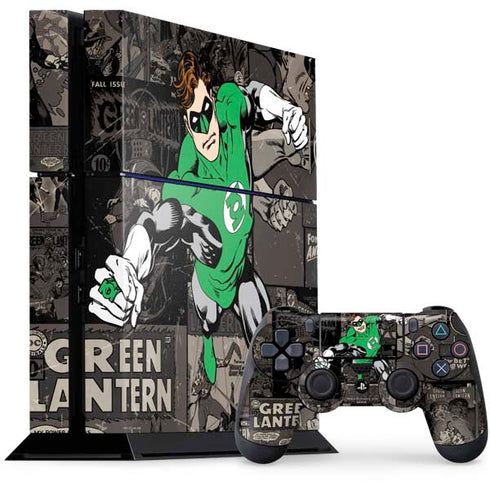 DC Comics Green Lantern Vintage Action Pose Pattern PS4 Console and Controller Bundle Skin