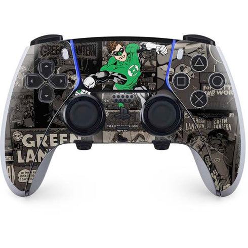 DC Comics Green Lantern Vintage Action Pose Pattern PS5 DualSense Edge Pro Controller Skin