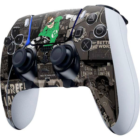 DC Comics Green Lantern Vintage Action Pose Pattern PS5 DualSense Edge Pro Controller Skin