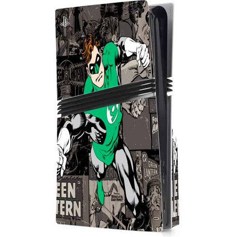 DC Comics Green Lantern Vintage Action Pose Pattern PS5 Pro Disk Console Skin
