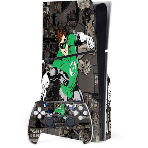 DC Comics Green Lantern Vintage Action Pose Pattern PlayStation PS5 Skins