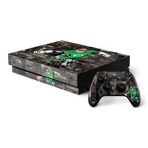 DC Comics Green Lantern Vintage Action Pose Pattern Xbox One X Bundle Skin