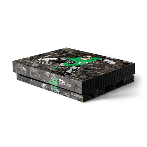 DC Comics Green Lantern Vintage Action Pose Pattern Xbox One X Console Skin