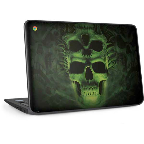Liquid Blue Green Skulls HP Chromebook Skin
