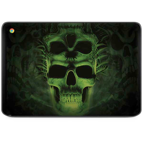 Liquid Blue Green Skulls HP Chromebook Skin