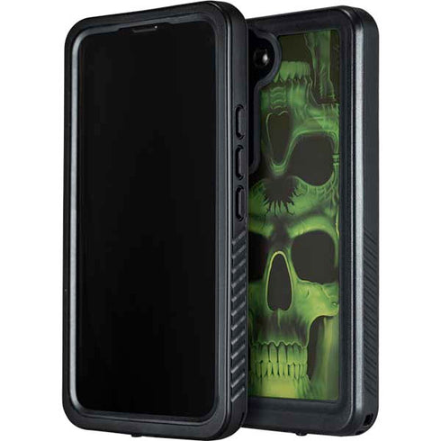 Liquid Blue Green Skulls Galaxy S24 Plus Waterproof Case