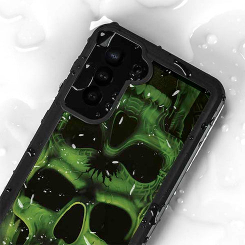 Liquid Blue Green Skulls Galaxy S24 Plus Waterproof Case
