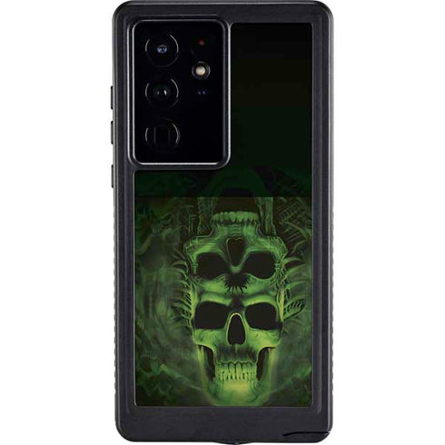 Liquid Blue Green Skulls Galaxy S24 Ultra Waterproof Case