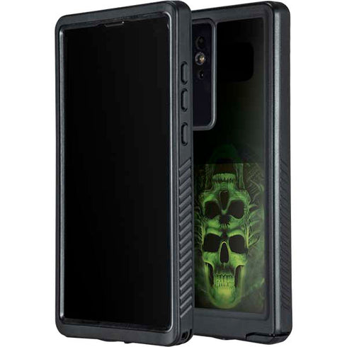 Liquid Blue Green Skulls Galaxy S24 Ultra Waterproof Case