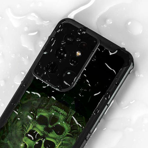 Liquid Blue Green Skulls Galaxy S24 Ultra Waterproof Case