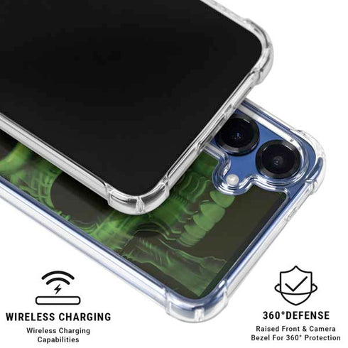 Liquid Blue Green Skulls Galaxy S25 Clear Case