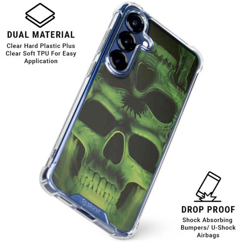 Liquid Blue Green Skulls Galaxy S25 Clear Case