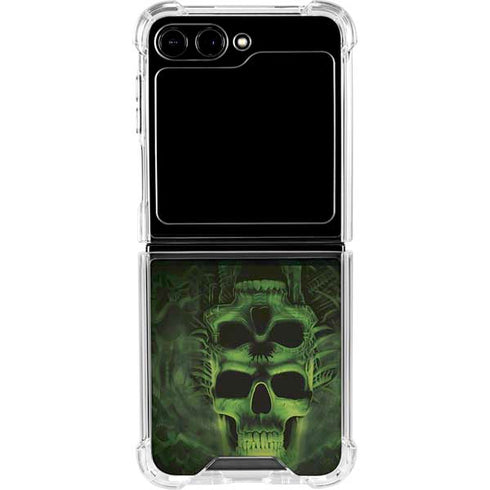 Liquid Blue Green Skulls Galaxy Z Flip6 Clear Case