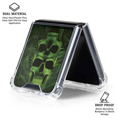 Liquid Blue Green Skulls Galaxy Z Flip6 Clear Case