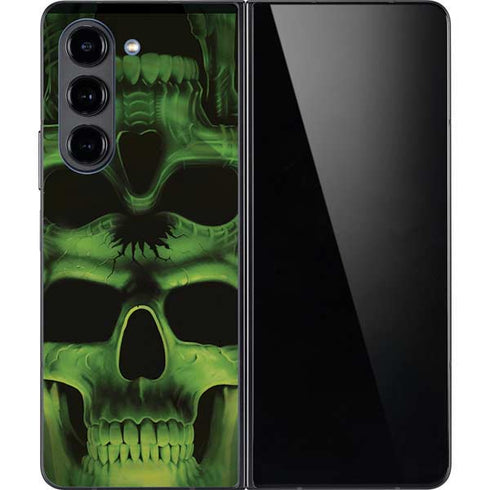 Liquid Blue Green Skulls Galaxy Z Fold5 5G Skin