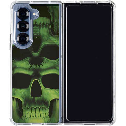Liquid Blue Green Skulls Galaxy Z Fold6 Clear Case
