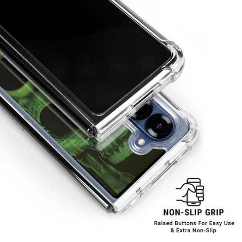 Liquid Blue Green Skulls Galaxy Z Fold6 Clear Case